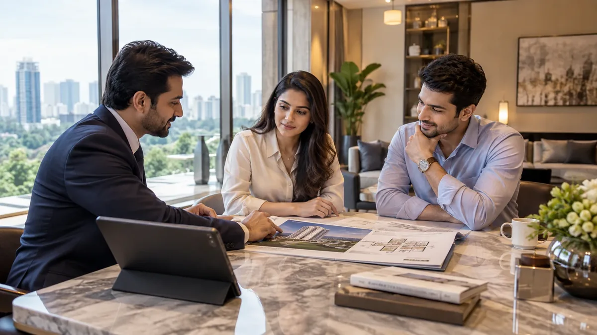 Real estate advisor discussing a property plan